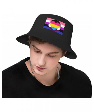 Asexual Panromantic Genderfluid Pride Flag Summer Style Essential: Double-Layer Fisherman Hat for Sun Protection and Fashion!...