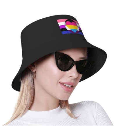 Asexual Panromantic Genderfluid Pride Flag Summer Style Essential: Double-Layer Fisherman Hat for Sun Protection and Fashion!...