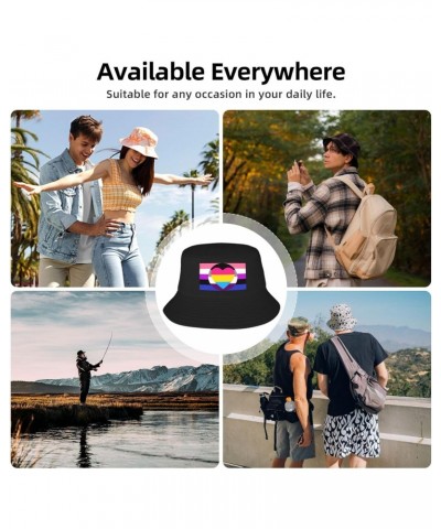 Asexual Panromantic Genderfluid Pride Flag Summer Style Essential: Double-Layer Fisherman Hat for Sun Protection and Fashion!...