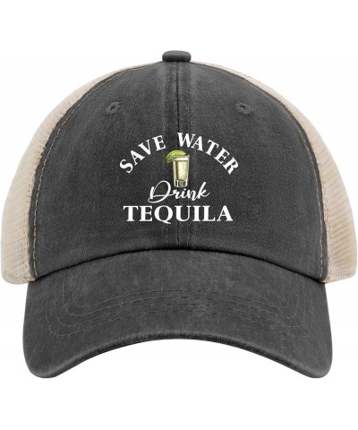 Save Water Drink Tequila Cap Anime Hat AllBlack Trucker Hats Gifts for Men Cycling Cap Allblack $11.33 Sun Hats