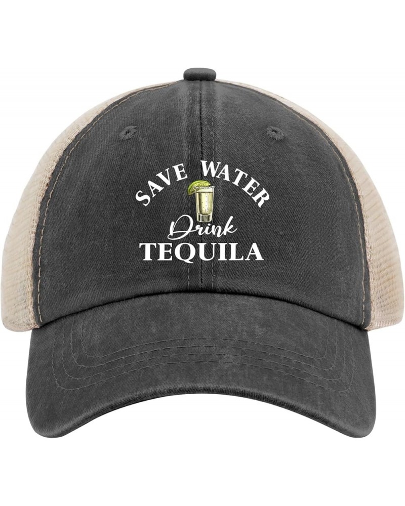 Save Water Drink Tequila Cap Anime Hat AllBlack Trucker Hats Gifts for Men Cycling Cap Allblack $11.33 Sun Hats