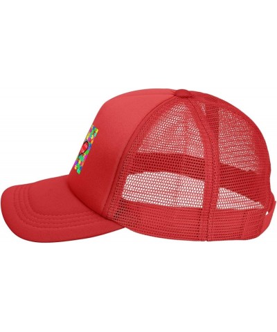 Be Kind Autism Awareness Puzzle Pieces Love Heart Baseball Cap Men Women Solid Mesh Red $7.53 Baseball Caps