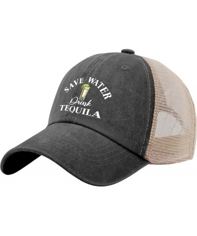 Save Water Drink Tequila Cap Anime Hat AllBlack Trucker Hats Gifts for Men Cycling Cap Allblack $11.33 Sun Hats