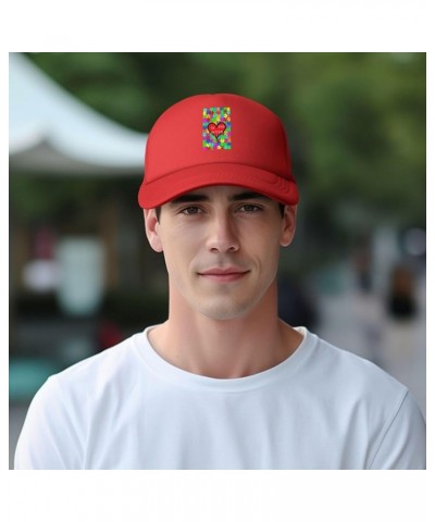 Be Kind Autism Awareness Puzzle Pieces Love Heart Baseball Cap Men Women Solid Mesh Red $7.53 Baseball Caps