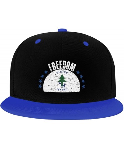 The Ensign of Maine Flag and Freedom Snapback Hat for Men Women Baseball Cap Trucker Flat Bill Hats Dad Caps Blue $10.67 Base...