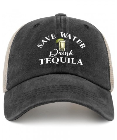 Save Water Drink Tequila Cap Anime Hat AllBlack Trucker Hats Gifts for Men Cycling Cap Allblack $11.33 Sun Hats