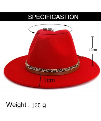 Wide Brim Wool Hats for Women Classic Vintage Felt Leopard Belt Fedora Hat Gentleman Wedding Party Cap 56-58cm Khaki9 $11.66 ...