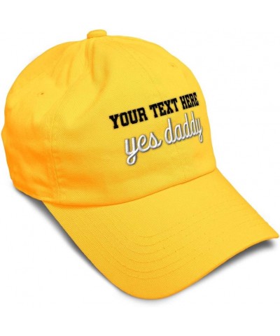 Custom Soft Baseball Cap Yes Daddy Embroidery Dad Twill Cotton Dad Hats for Men & Women Golden Yellow Personalized Text Here ...