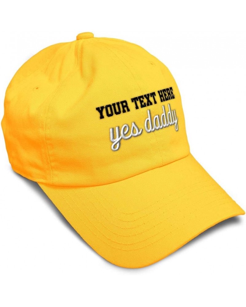 Custom Soft Baseball Cap Yes Daddy Embroidery Dad Twill Cotton Dad Hats for Men & Women Golden Yellow Personalized Text Here ...