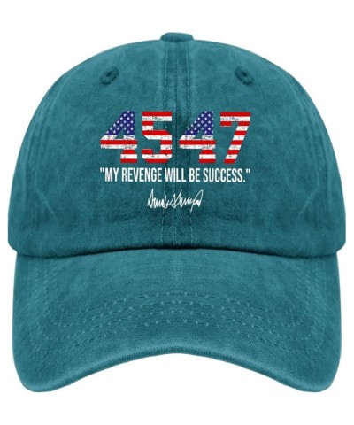 Trump 2024 Vintage 45 47 American Flag 4547 Trump Trucker hat Vintage Cotton Washed Baseball Caps Cyan Blue $10.81 Baseball Caps