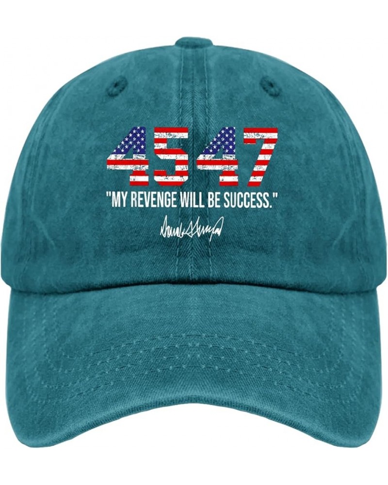 Trump 2024 Vintage 45 47 American Flag 4547 Trump Trucker hat Vintage Cotton Washed Baseball Caps Cyan Blue $10.81 Baseball Caps