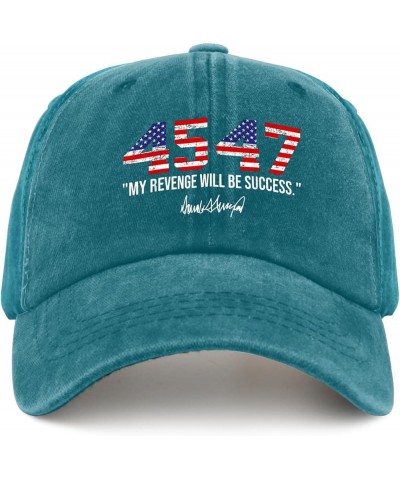 Trump 2024 Vintage 45 47 American Flag 4547 Trump Trucker hat Vintage Cotton Washed Baseball Caps Cyan Blue $10.81 Baseball Caps