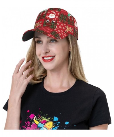 Christmas Plaid Deer Santa Claus Baseball Cap Dad Hat Adjustable Sun Hat Trucker Cap for Men and Women $15.83 Baseball Caps