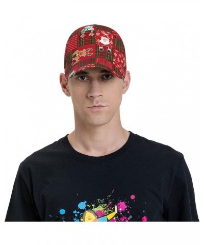 Christmas Plaid Deer Santa Claus Baseball Cap Dad Hat Adjustable Sun Hat Trucker Cap for Men and Women $15.83 Baseball Caps