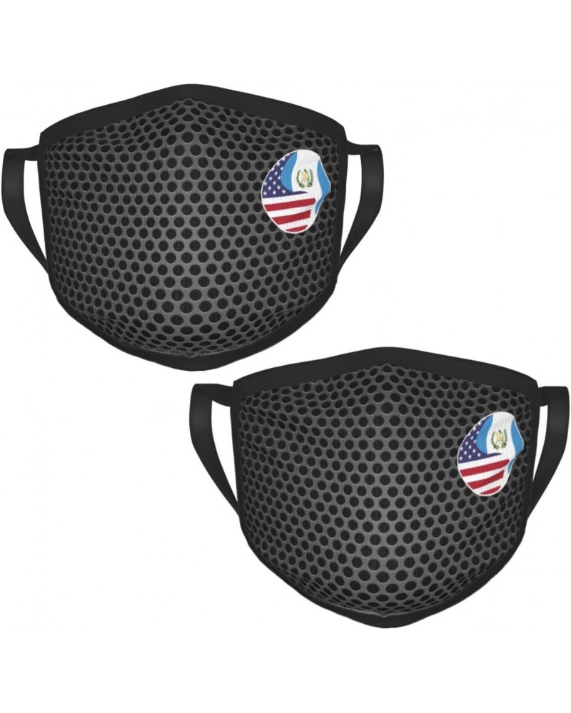 Yin Yang Flag Combination of America and Guatemala Face Mask 2 Pcs Face Cover Reusable Washable Breathable for Men Women Bala...