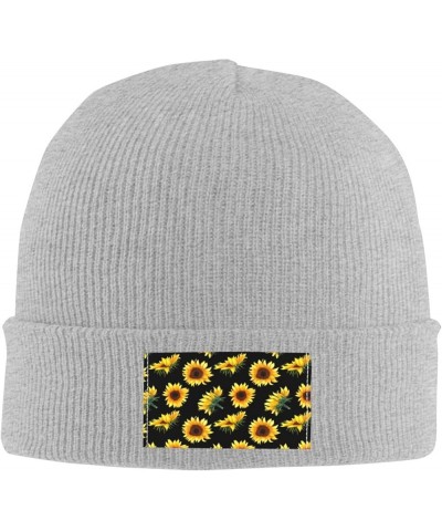 Sunflower Flowers Plants Black and Yellow Print Skullies Beanies Thin Bonnet Cap Autumn Winter Casual Hat Outdoor Gray $12.09...