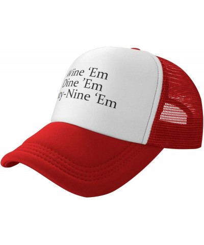 Wine Em Dine Em Sixty Nine Unisex Baseball Cap Low Profile Dad Hat Adjustable Red $10.12 Baseball Caps