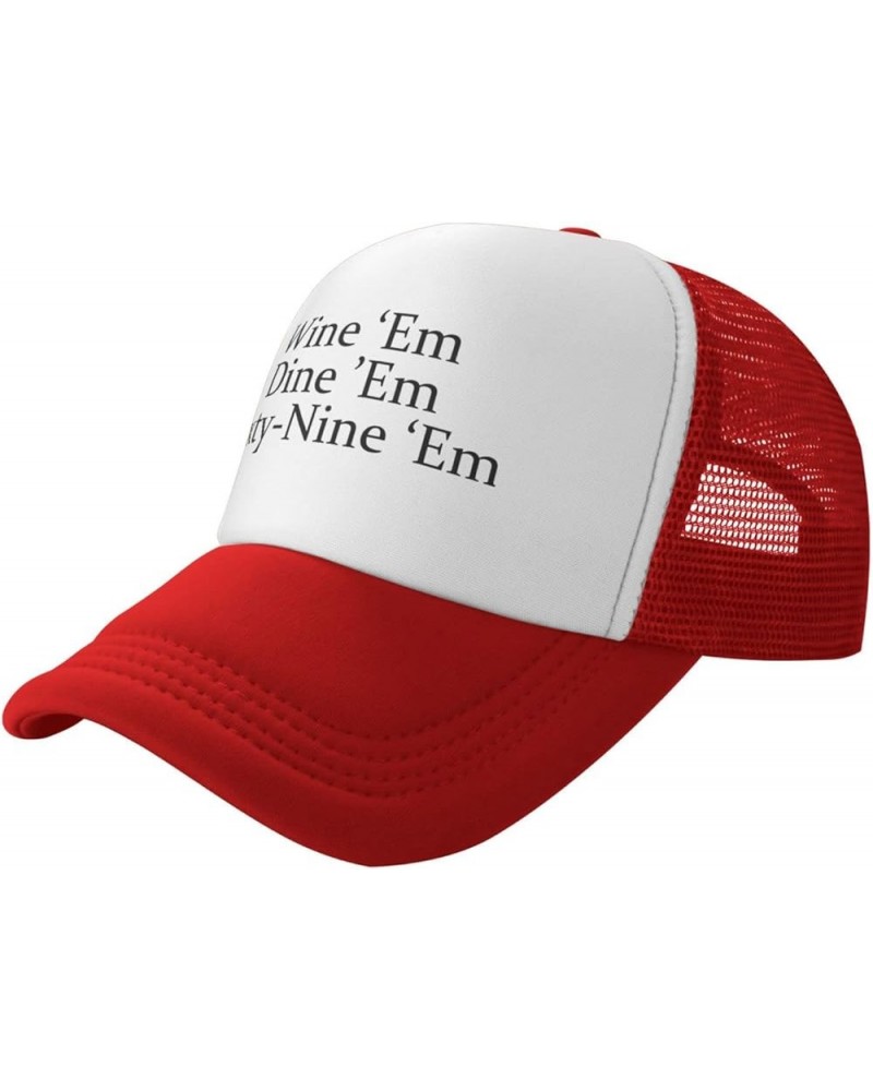 Wine Em Dine Em Sixty Nine Unisex Baseball Cap Low Profile Dad Hat Adjustable Red $10.12 Baseball Caps