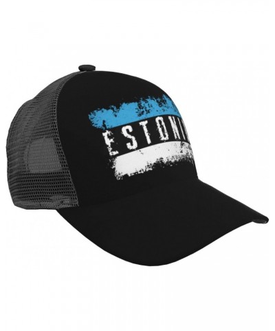 Estonian Flag Trucker Hat for Adult, Adjustable Washable Baseball Cap, Fishing Hats Funny Gifts for Men and Women Black $10.9...