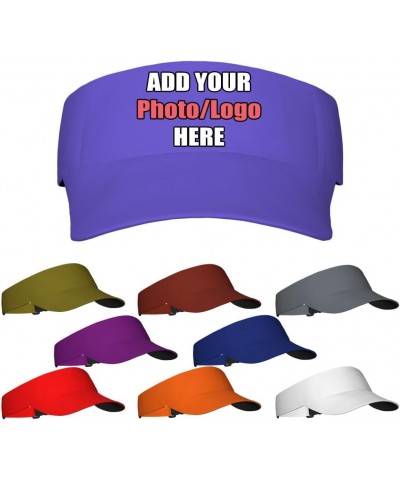 Custom Visor Hat for Men Women, Personalized Adjustable Visor Cap with Your Own Photo Name Logo Slateblue $10.79 Visors