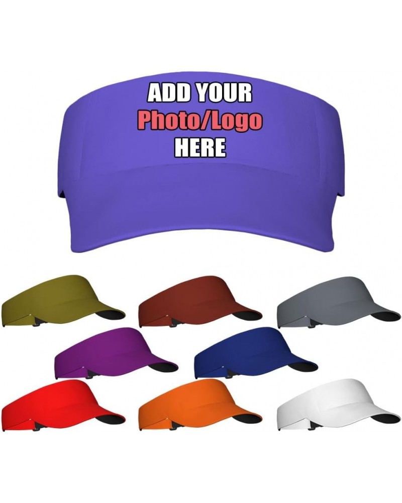 Custom Visor Hat for Men Women, Personalized Adjustable Visor Cap with Your Own Photo Name Logo Slateblue $10.79 Visors