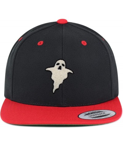 Ghost Embroidered Yupoong Flat Bill 6 Panel Snapback Hat Halloween Black/Red $13.49 Baseball Caps