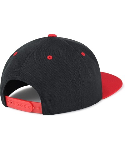 Ghost Embroidered Yupoong Flat Bill 6 Panel Snapback Hat Halloween Black/Red $13.49 Baseball Caps