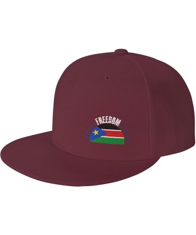 The South Sudan Flag and Freedom Snapback Hat Baseball Cap for Men Women Hip Hop Style Flat-Brimmed Hats Dark Red $9.96 Baseb...