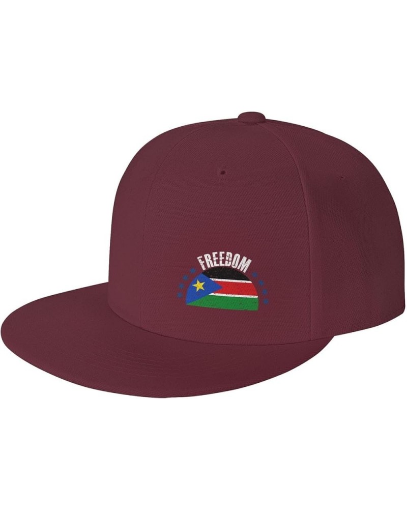 The South Sudan Flag and Freedom Snapback Hat Baseball Cap for Men Women Hip Hop Style Flat-Brimmed Hats Dark Red $9.96 Baseb...