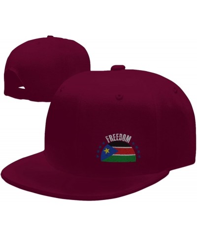 The South Sudan Flag and Freedom Snapback Hat Baseball Cap for Men Women Hip Hop Style Flat-Brimmed Hats Dark Red $9.96 Baseb...