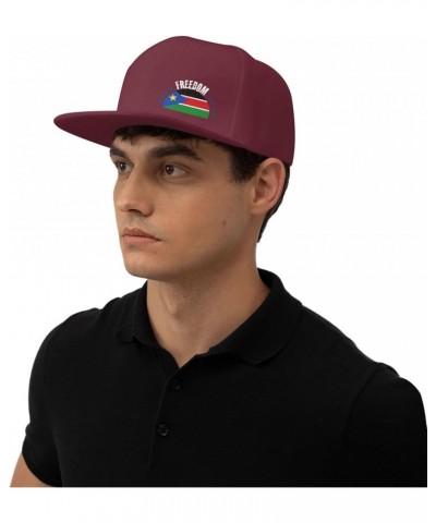 The South Sudan Flag and Freedom Snapback Hat Baseball Cap for Men Women Hip Hop Style Flat-Brimmed Hats Dark Red $9.96 Baseb...