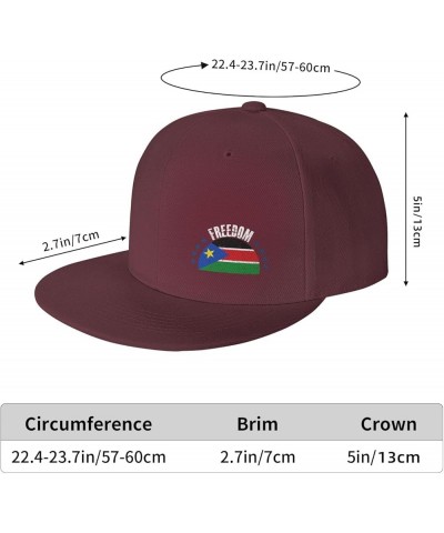 The South Sudan Flag and Freedom Snapback Hat Baseball Cap for Men Women Hip Hop Style Flat-Brimmed Hats Dark Red $9.96 Baseb...