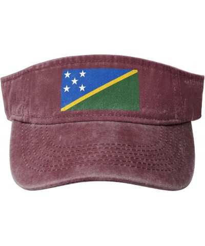 Flag of The Solomon Islands Sun Visor Hats for Women Men Sun Hat Vintage Golf Hat Adjustable Baseball Cap Red $14.61 Visors