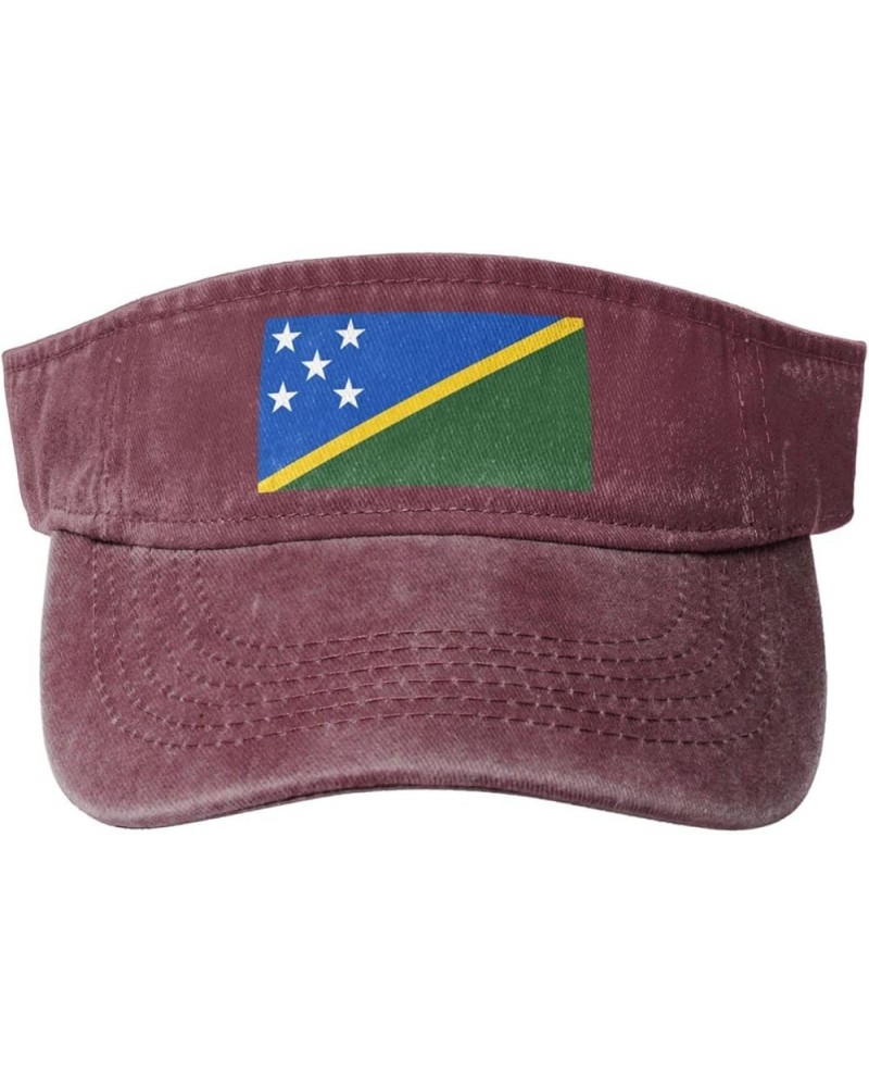 Flag of The Solomon Islands Sun Visor Hats for Women Men Sun Hat Vintage Golf Hat Adjustable Baseball Cap Red $14.61 Visors