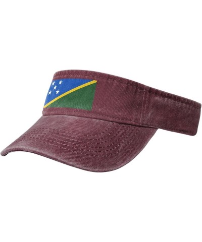 Flag of The Solomon Islands Sun Visor Hats for Women Men Sun Hat Vintage Golf Hat Adjustable Baseball Cap Red $14.61 Visors