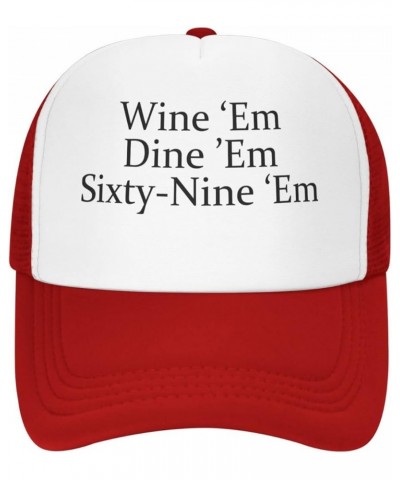 Wine Em Dine Em Sixty Nine Unisex Baseball Cap Low Profile Dad Hat Adjustable Red $10.12 Baseball Caps