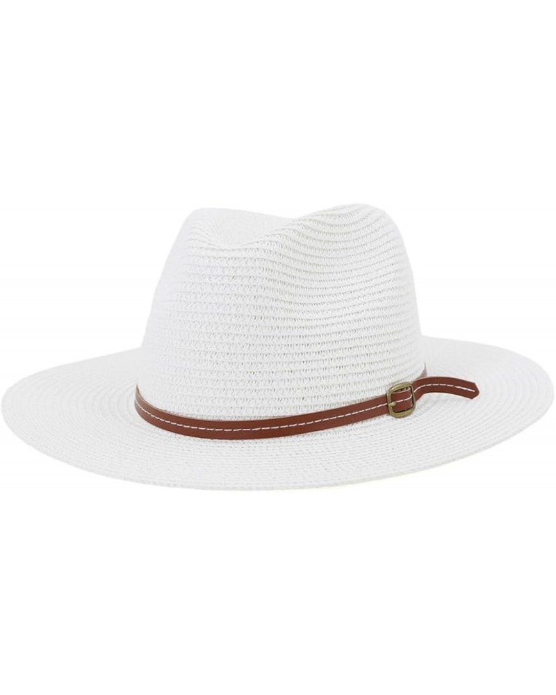 Fashion Simple Wide Brim Straw Sun Hat Women Seaside Panama Beach Hat Sun Protection Retro Jazz Cap Fedoras White $16.42 Sun ...