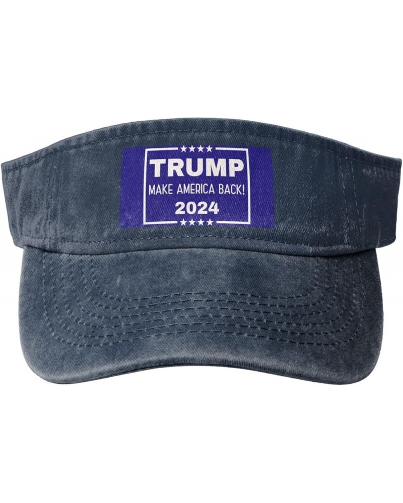 Trump 2024 Make America Back Sun Hat Sun Visor Hats for Women Men Baseball Cap Golf Hats Navy Blue $13.26 Visors