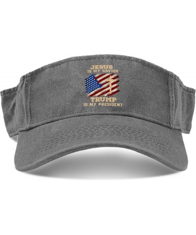 jesuss is My saviorr Trump is My presidentt Hats Sun Visors for Women Running Cap Reversible Visor Light Grey $9.99 Visors