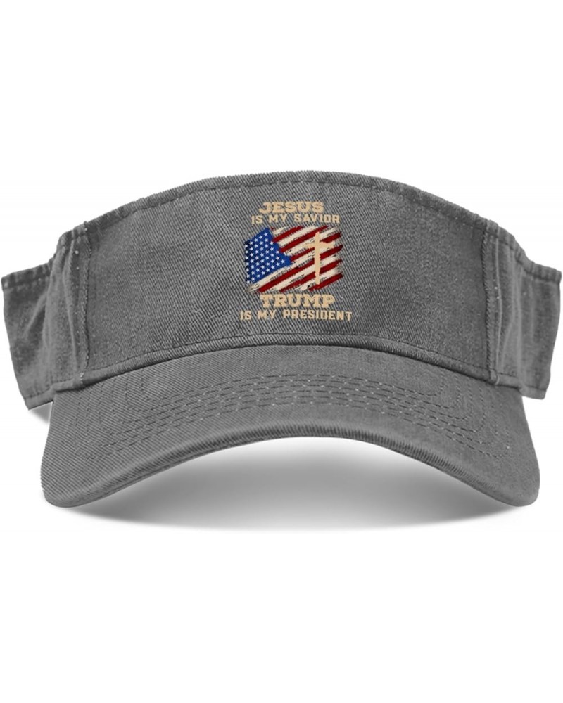 jesuss is My saviorr Trump is My presidentt Hats Sun Visors for Women Running Cap Reversible Visor Light Grey $9.99 Visors