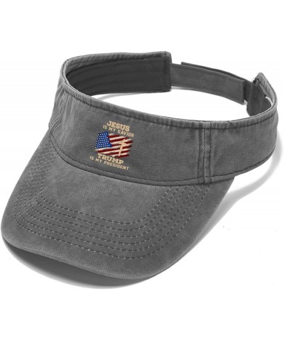 jesuss is My saviorr Trump is My presidentt Hats Sun Visors for Women Running Cap Reversible Visor Light Grey $9.99 Visors