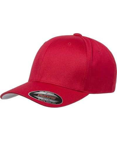 Wooly Combed Twill Fitted Baseball Cap Red $11.00 Baseball Caps