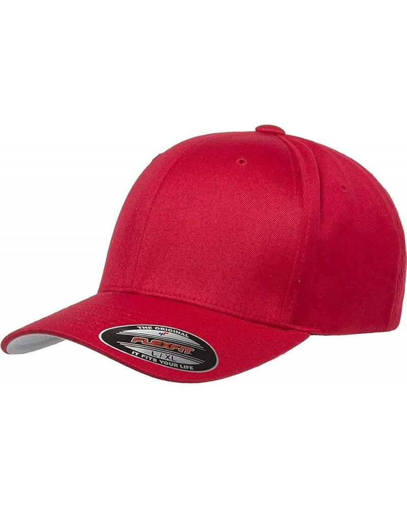 Wooly Combed Twill Fitted Baseball Cap Red $11.00 Baseball Caps