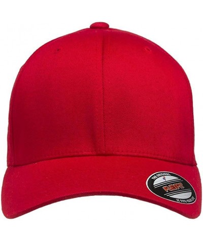 Wooly Combed Twill Fitted Baseball Cap Red $11.00 Baseball Caps