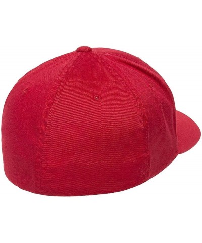 Wooly Combed Twill Fitted Baseball Cap Red $11.00 Baseball Caps