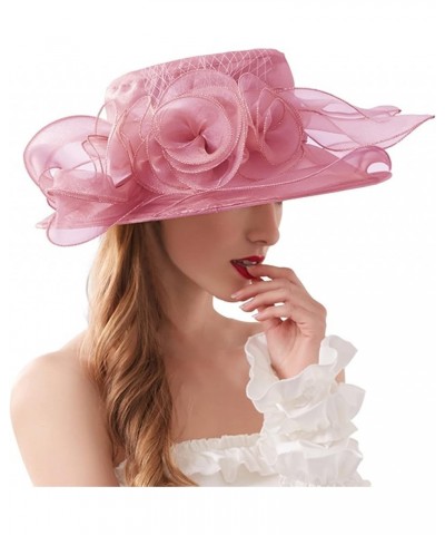 Fascinator Hat for Women Cocktail Tea Party Wide Brim Bridal Floral Wedding 20s 50s Vintage Hat B7-red $9.17 Visors