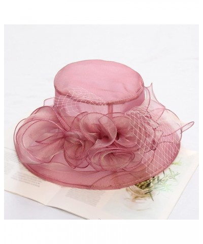 Fascinator Hat for Women Cocktail Tea Party Wide Brim Bridal Floral Wedding 20s 50s Vintage Hat B7-red $9.17 Visors