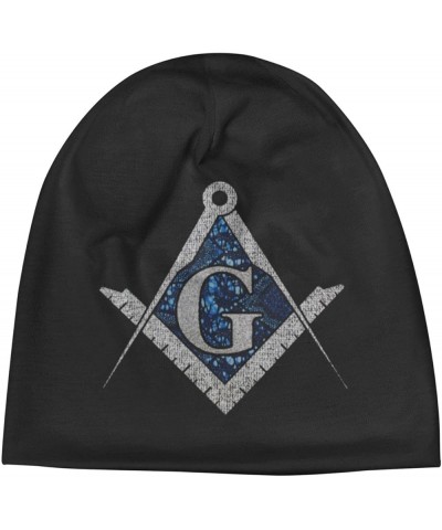 Free Mason Masonic Blue African Print Compass Beanie Hat Men Skull Cap Women Slouchy Hat Knitted Hat Black Black $9.88 Skulli...