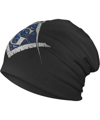 Free Mason Masonic Blue African Print Compass Beanie Hat Men Skull Cap Women Slouchy Hat Knitted Hat Black Black $9.88 Skulli...