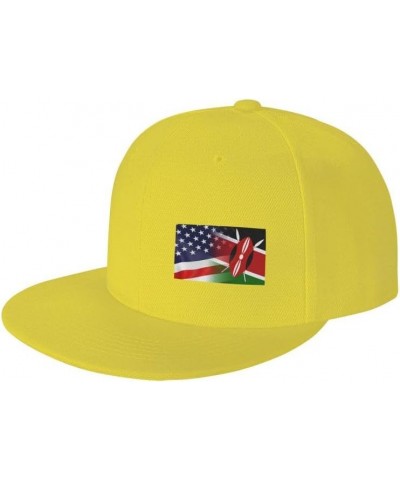 Flag of Kenya and USA Flag-Denim Hats Cowboy Knit hat Baseball Caps Fisherman's hat Yellow $13.05 Baseball Caps